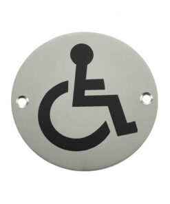 Frelan Hardware Disability Pictogram Sign (75Mm Diameter), Satin Aluminium