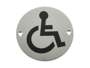 Frelan Hardware Disability Pictogram Sign (75Mm Diameter), Satin Aluminium