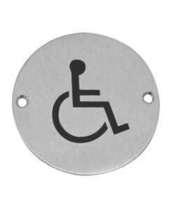 Frelan Hardware Disability Pictogram Sign (75Mm Diameter), Satin Stainless Steel