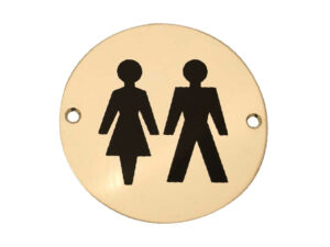 Frelan Hardware Unisex Pictogram Sign (75Mm Diameter), Polished Brass