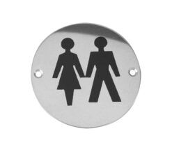 Frelan Hardware Unisex Pictogram Sign (75Mm Diameter), Satin Stainless Steel