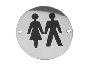 Frelan Hardware Unisex Pictogram Sign (75Mm Diameter), Satin Stainless Steel