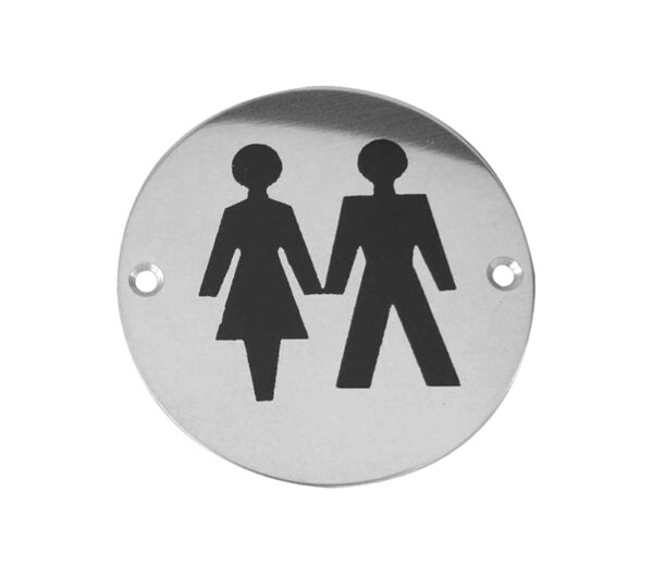 Frelan Hardware Unisex Pictogram Sign (75Mm Diameter), Satin Stainless Steel