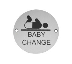 Frelan Hardware Baby Change Pictogram Sign (75Mm Diameter), Satin Aluminium