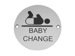 Frelan Hardware Baby Change Pictogram Sign (75Mm Diameter), Satin Aluminium