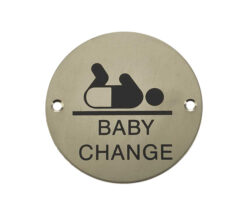 Frelan Hardware Baby Change Pictogram Sign (75Mm Diameter), Satin Stainless Steel