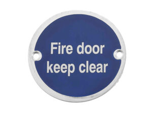 Frelan Hardware Fire Door Keep Clear Sign (75Mm Diameter), Polished Stainless Steel