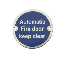 Frelan Hardware Automatic Fire Door Keep Clear (75Mm Diameter), Polished Stainless Steel