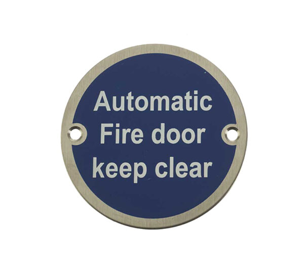 Frelan Hardware Automatic Fire Door Keep Clear (75Mm Diameter), Satin Stainless Steel