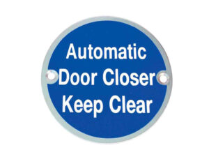 Frelan Hardware Automatic Door Closer Keep Clear (75Mm Diameter), Satin Aluminium