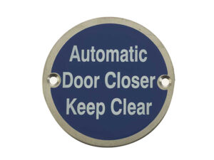 Frelan Hardware Automatic Door Closer Keep Clear (75Mm Diameter), Satin Stainless Steel