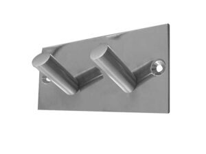 Frelan Hardware Double Robe Hook On Backplate, Satin Stainless Steel