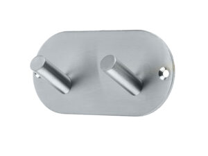 Frelan Hardware Double Robe Hook On Rounded Backplate, Satin Stainless Steel