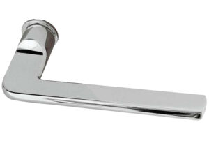 Frelan Hardware Reguitti Magro Door Handles On Minimal Round Rose, Polished Chrome (Sold In Pairs)