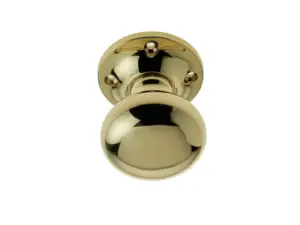 Mushroom Mortice Door Knob Polished Brass