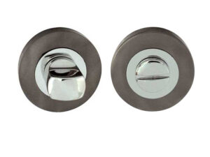 Frelan Hardware Bathroom Turn & Release (50Mm X 10Mm), Dual Finish Polished Chrome & Black Nickel