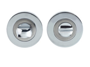 Frelan Hardware Bathroom Turn & Release (50Mm X 10Mm), Dual Finish Polished Chrome & Satin Nickel