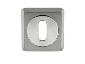 Frelan Hardware Standard Profile Square Escutcheon, Dual Finish Polished Chrome & Satin Chrome