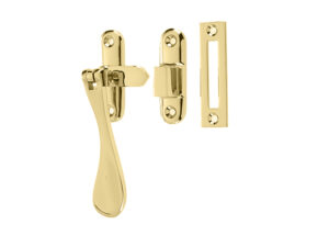 Frelan Hardware Hook And Mortice Casement Fastener, Polished Brass