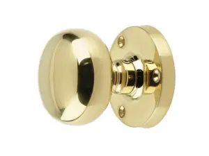 Mushroom Mortice Door Knob Polished Brass