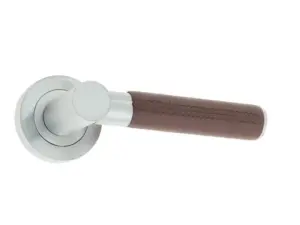 Ascot Door Handle On Rose Brown Leather/Satin Chrome