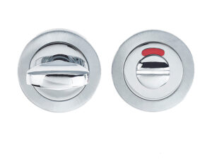 Frelan Hardware Bathroom Turn & Release With Indicator (50Mm X 10Mm), Dual Finish Polished Chrome & Satin Chrome