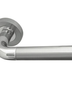 Twin Door Handle On Rose Polished Chrome/Satin Chrome