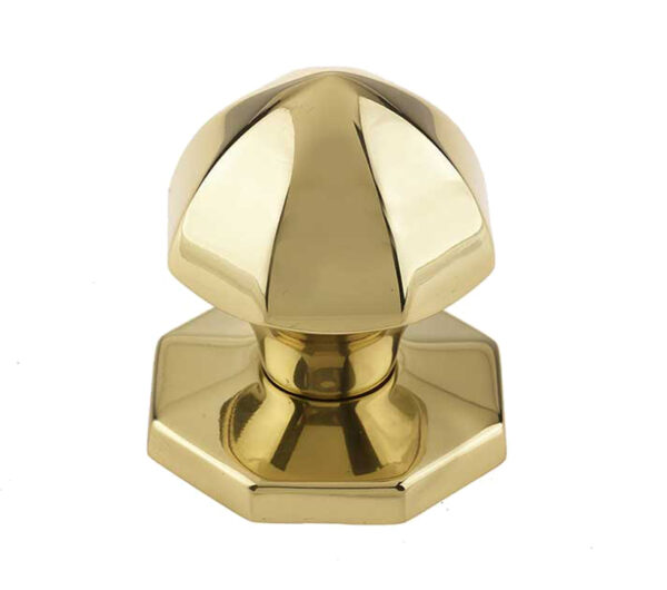 Frelan Hardware Octagonal Centre Door Knob (60Mm Diameter), Polished Brass