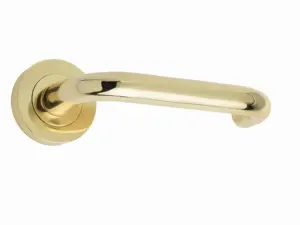 Thame Door Handle On Rose Polished Brass