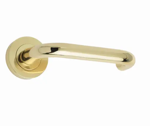 Thame Door Handle On Rose Polished Brass