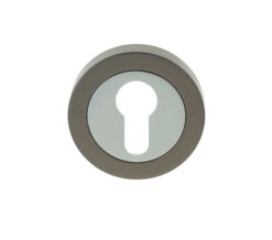 Frelan Hardware Euro Profile Escutcheon, Dual Finish Polished Chrome & Black Nickel