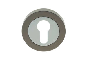 Frelan Hardware Euro Profile Escutcheon, Dual Finish Polished Chrome & Black Nickel