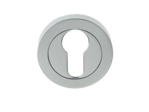 Frelan Hardware Euro Profile Escutcheon, Dual Finish Polished Chrome & Satin Chrome