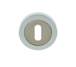 Frelan Hardware Standard Profile Escutcheon, Dual Finish Polished Chrome & Satin Nickel