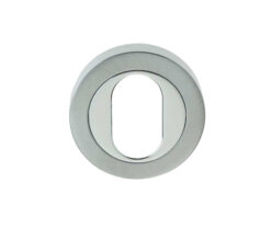 Frelan Hardware Oval Profile Escutcheon, Dual Finish Polished Chrome & Satin Chrome