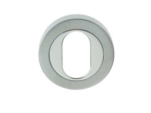 Frelan Hardware Oval Profile Escutcheon, Dual Finish Polished Chrome & Satin Chrome