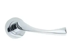 Twirl Door Handle On Rose Polished Chrome