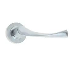 Twirl Door Handle On Rose Polished Chrome/Satin Chrome