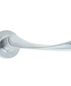 Twirl Door Handle On Rose Polished Chrome/Satin Chrome