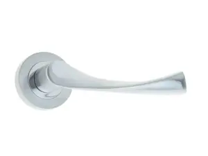 Twirl Door Handle On Rose Polished Chrome/Satin Chrome