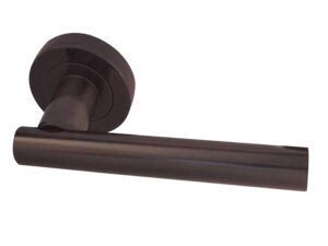 Frelan Hardware Petra Door Handles On Round Rose, Dark Bronze (Sold In Pairs)