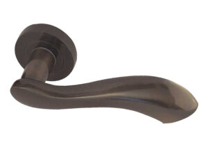 Frelan Hardware Gamma Door Handles On Round Rose, Dark Bronze (Sold In Pairs)