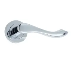 Gamma Door Handle On Rose Polished Chrome