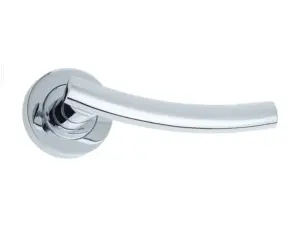 Curve Door Handle On Rose Polished Chrome