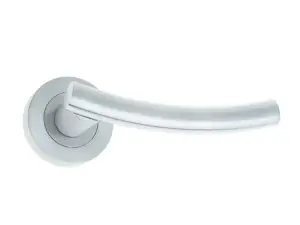 Curve Door Handle On Rose Satin Chrome