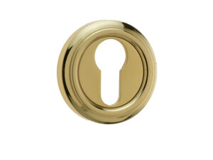 Frelan Hardware Parisian Euro Profile Escutcheon, Polished Brass