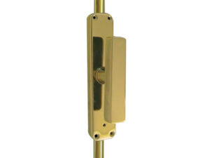 Frelan Hardware Locking Espagnolette Bolt With Square Handle, Polished Brass