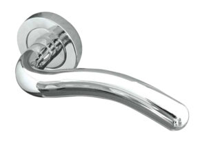 Frelan Hardware Paja Flow Door Handles On Round Rose, Polished Chrome (Sold In Pairs)