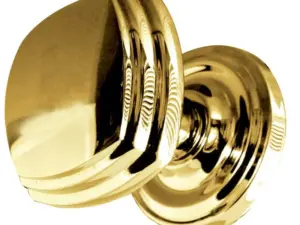 Piazza Mortice Door Knob Polished Brass On Round Rose