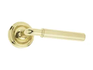 Elise Door Handle On Rose Polished Brass